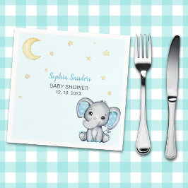 Servilleta De Papel Blue and Gray Elephant Baby Shower