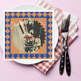 Servilleta De Papel Blue and Mustard Retro negrita Hechos divertidos B