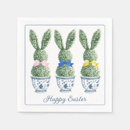 Servilleta De Papel Blue and White Chinoiserie With Rabbit Topiaries