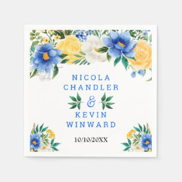 Servilleta De Papel Blue and Yellow Floral Wedding