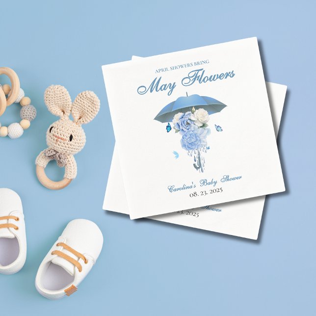 Servilleta De Papel Blue April Showers Bring May Flower Baby Shower (Subido por el creador)