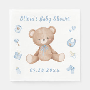 Servilleta De Papel Blue Baby Bear Boy Cuke Baby Shower