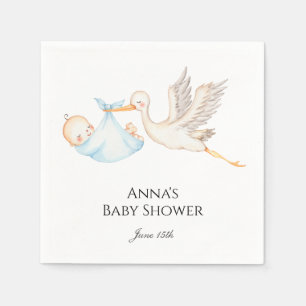 Servilleta De Papel Blue Baby Boy Stork Baby Shower