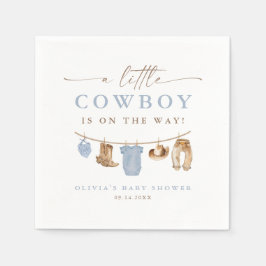 Servilleta De Papel Blue Baby Clothesline Little Cowboy Baby Shower