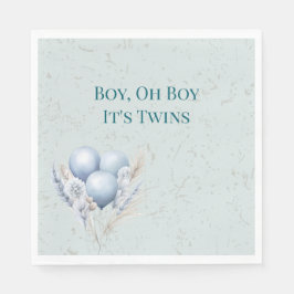 Servilleta De Papel Blue Balloons Twin Boys Baby Shower