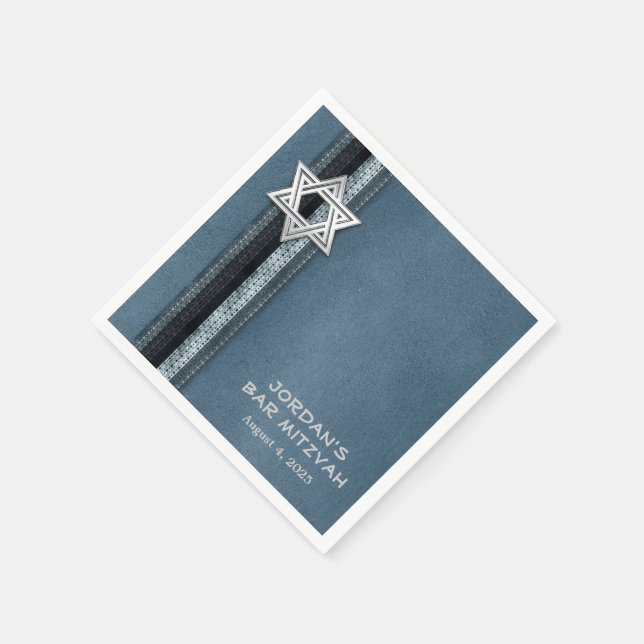 Servilleta De Papel Blue Bar Mitzvah Stripes (Borde)