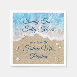 Servilleta De Papel Blue Beach Waves Bridal Shower Napkin