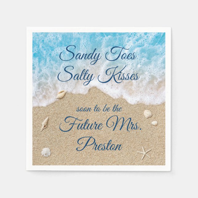 Servilleta De Papel Blue Beach Waves Bridal Shower Napkin (Anverso)