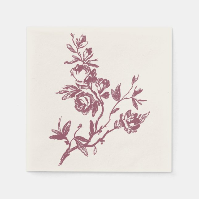 Servilleta De Papel Blue Bird Pink Gracias Floral Heart Napkins (Anverso)