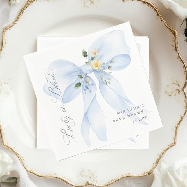 Servilleta De Papel Blue Bow Baby en Bloom floral gracias (Subido por el creador)
