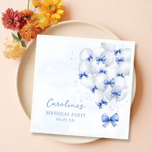 Servilleta De Papel Blue Bow Balloons Napkins de cumpleaños
