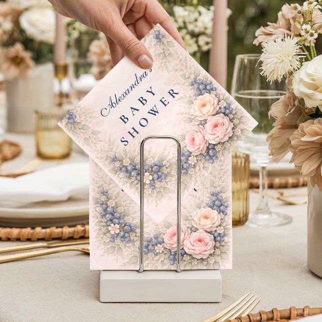 Servilleta De Papel Blue Bow Blueberry Baby Shower (Subido por el creador)