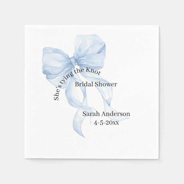 Servilleta De Papel Blue Bow Bridal Shower Napkins (Anverso)