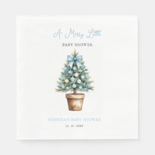 Servilleta De Papel Blue Bow Christmas Tree Merry Little Baby Shower