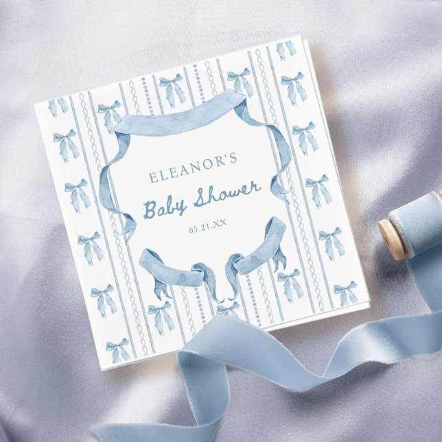 Servilleta De Papel Blue Bow Coquette Blue Boy baby Shower (Subido por el creador)