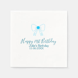 Servilleta De Papel Blue bow happy 21ᵉʳ cumpleaños date
