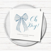 Blue Bow Oh Boy Baby Shower personalizado