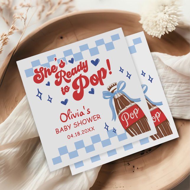 Servilleta De Papel Blue Bow She's Ready to Pop Baby Shower (Subido por el creador)