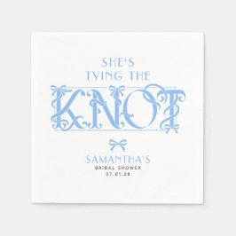 Servilleta De Papel Blue Bow She's Tying the Knot Chic Bridal Shower