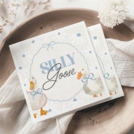 Servilleta De Papel Blue Bow Silly Goose Coquette Cumpleaños