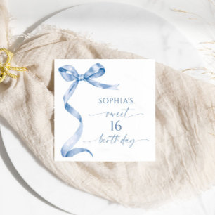 Servilleta De Papel Blue Bow Sweet 16 Birthday Party