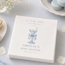 Servilleta De Papel Blue Bow Tini One Elegante Martini Niño Baby Showe