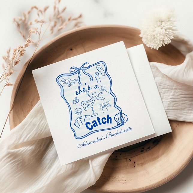 Servilleta De Papel Blue Bow Tropical Bachelorette Celebration (Subido por el creador)