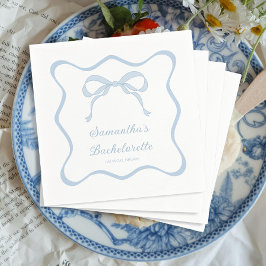 Servilleta De Papel Blue Bow Tying Knot Bachelorette Party
