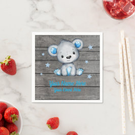 Servilleta De Papel Blue Boy Bear Napkins Baby Shower Cumpleaños