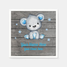 Servilleta De Papel Blue Boy Bear Napkins Baby Shower Cumpleaños