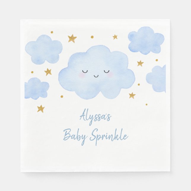 Servilleta De Papel Blue Boy Cloud Stars Baby Sprinkle (Anverso)