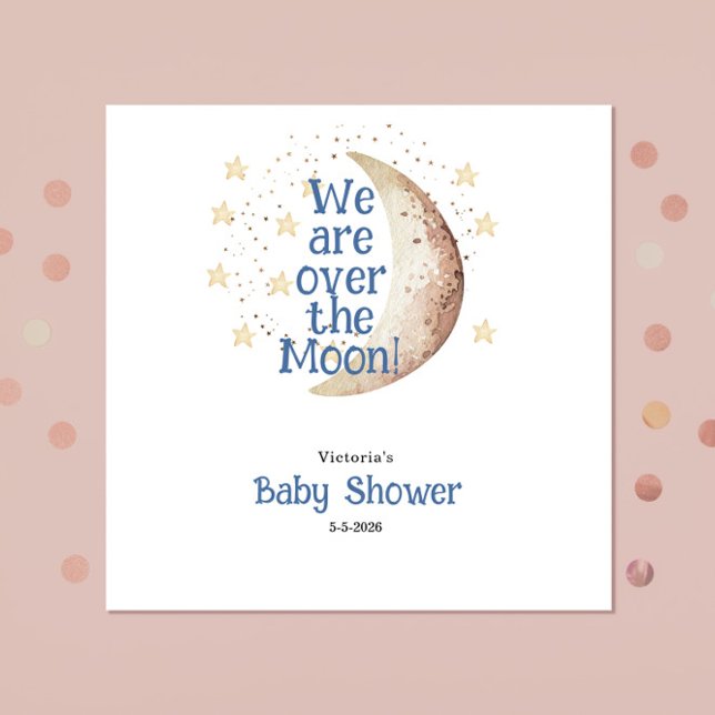 Servilleta De Papel Blue Boy Moon Baby Shower Paper Napkin (Subido por el creador)