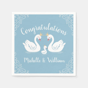Servilleta De Papel Blue Boy Swan Baby Shower