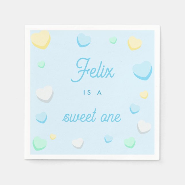 Servilleta De Papel Blue Boy Sweet One First Birday Napkins (Anverso)