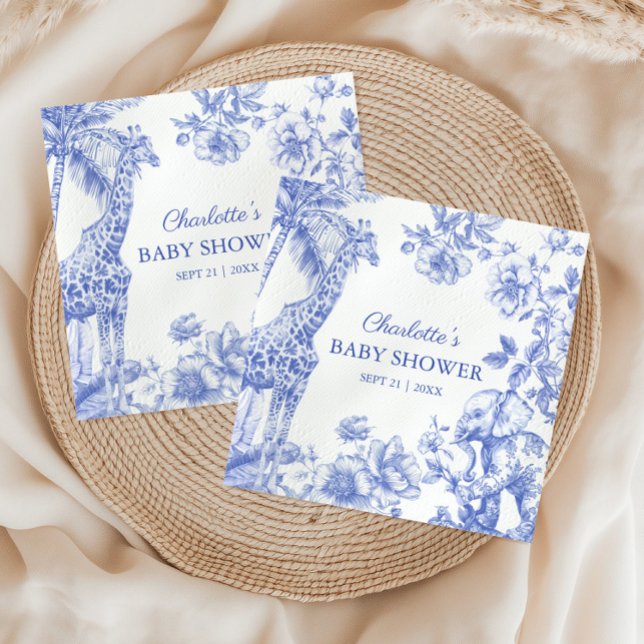 Servilleta De Papel Blue Boy Toile de Jouy Safari Animales Baby Shower (Blue Boy Toile de Jouy Safari Animals Baby Shower Napkins)