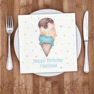 Servilleta De Papel Blue Boys Ice Cream Birthday Party
