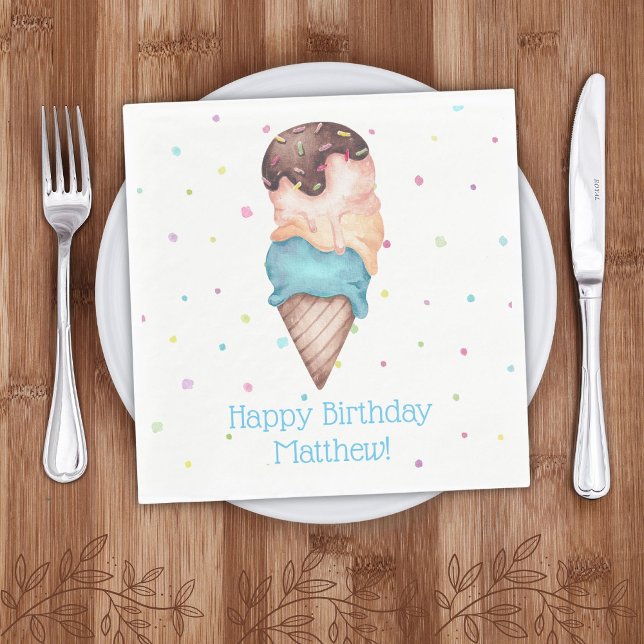 Servilleta De Papel Blue Boys Ice Cream Birthday Party (Subido por el creador)