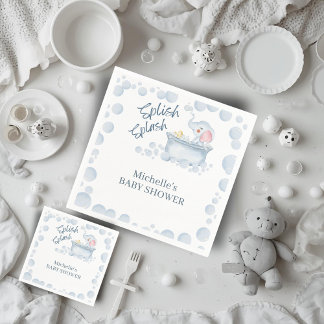 Servilleta De Papel Blue Bubble Bath Animal Baby Shower