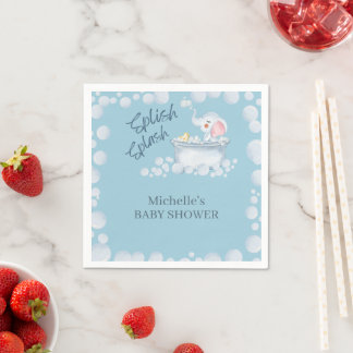 Servilleta De Papel Blue Bubble Bath Animal Baby Shower
