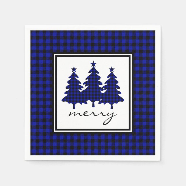 Servilleta De Papel Blue Buffalo Check Pine Trees (Anverso)
