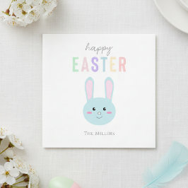Servilleta De Papel Blue Bunny Happy Easter Cute Kawaii Simple