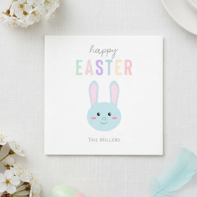 Servilleta De Papel Blue Bunny Happy Easter Cute Kawaii Simple (Subido por el creador)