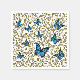 Servilleta De Papel Blue butterfly gold garden
