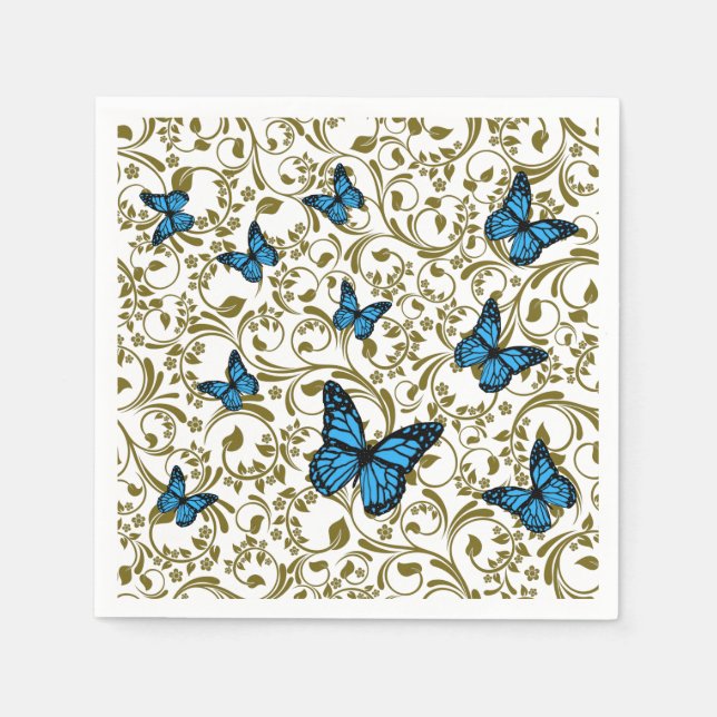 Servilleta De Papel Blue butterfly gold garden (Anverso)