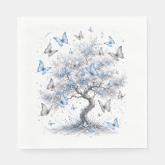 Servilleta De Papel Blue Butterfly Tree Lunch Napkins