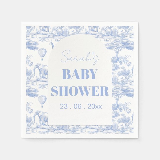 Servilleta De Papel Blue Chinoiserie Toile de Jouy Baby Shower (Anverso)