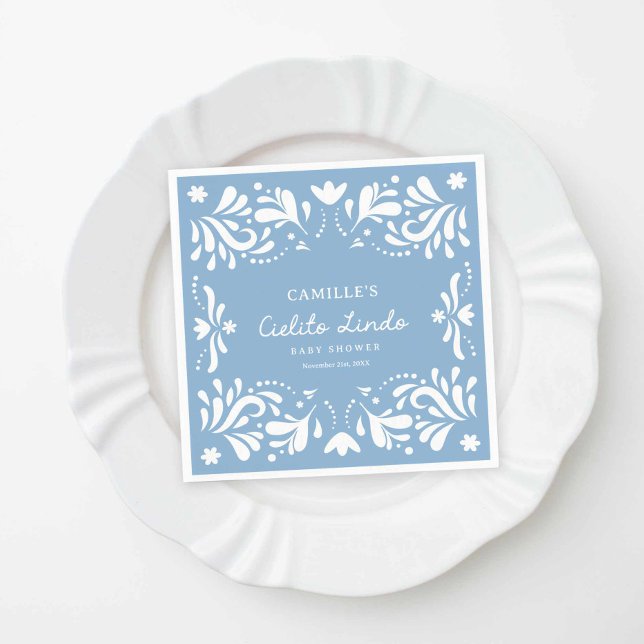Servilleta De Papel Blue Cielito Lindo Boy Baby Shower (Blue Cielito Lindo Boy Baby Shower Paper napkins)