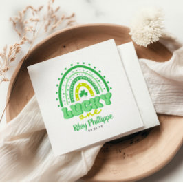 Servilleta De Papel Blue Clover & Rainbow Lucky One First Birday