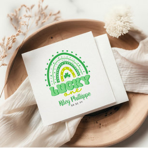 Servilleta De Papel Blue Clover & Rainbow Lucky One First Birday