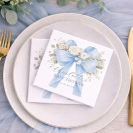 Servilleta De Papel Blue Coquette Bow Floral Baby Boy Shower